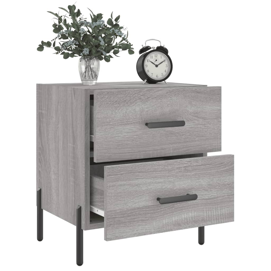 Sengeborde 2 stk Grå Sonoma 40x35x47,5 cm træmateriale