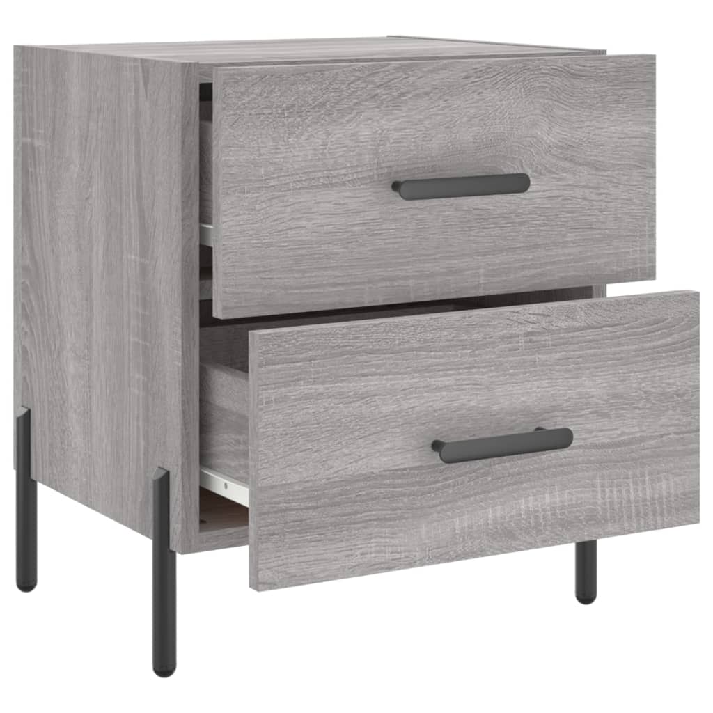 Sengeborde 2 stk Grå Sonoma 40x35x47,5 cm træmateriale
