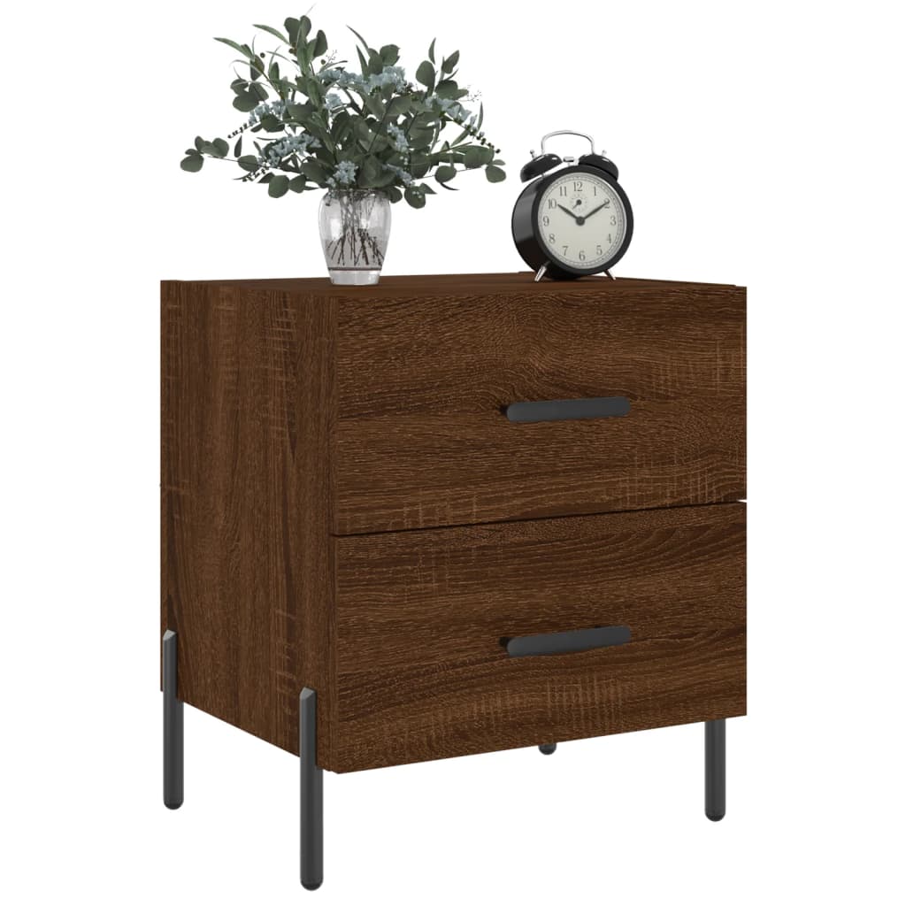 Sengeborde 2 stk. Brun eg look 40x35x47,5cm træmateriale