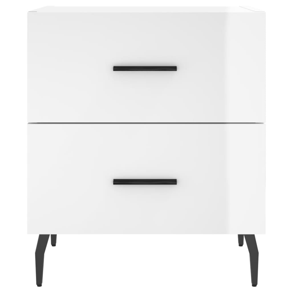 Sengeborde 2 stk Højglans hvid 40x35x47,5 cm træmateriale