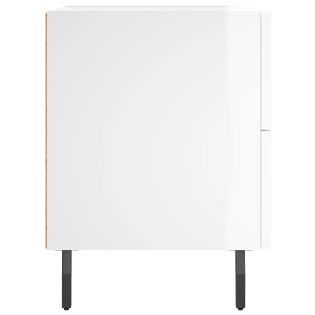 Sengeborde 2 stk Højglans hvid 40x35x47,5 cm træmateriale