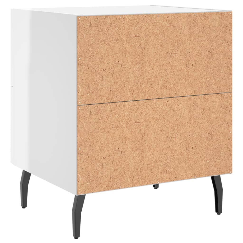 Sengeborde 2 stk Højglans hvid 40x35x47,5 cm træmateriale