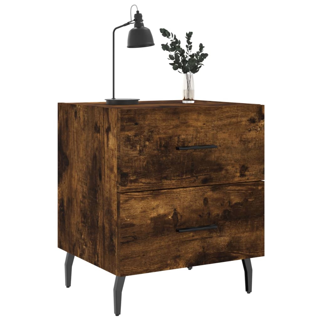 Sengeborde 2 stk Røget eg 40x35x47,5 cm træmateriale