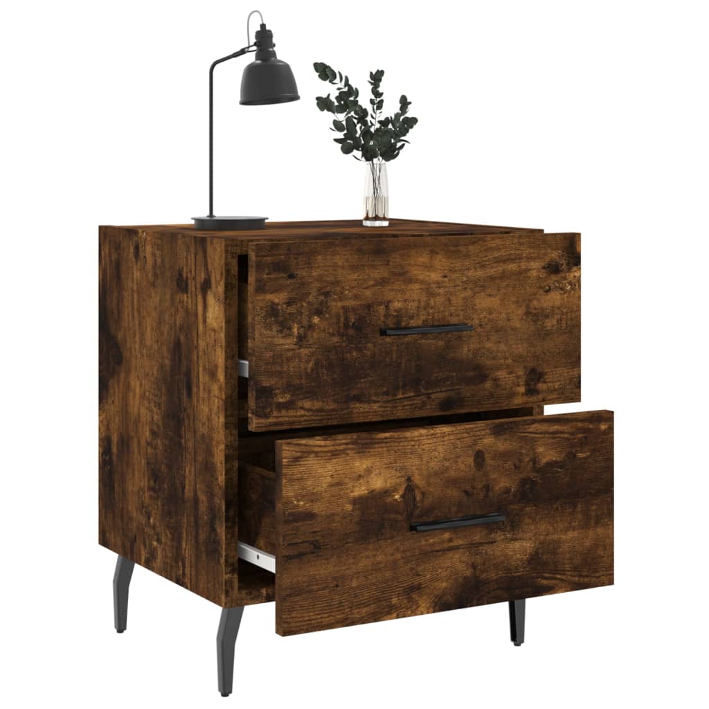 Sengeborde 2 stk Røget eg 40x35x47,5 cm træmateriale