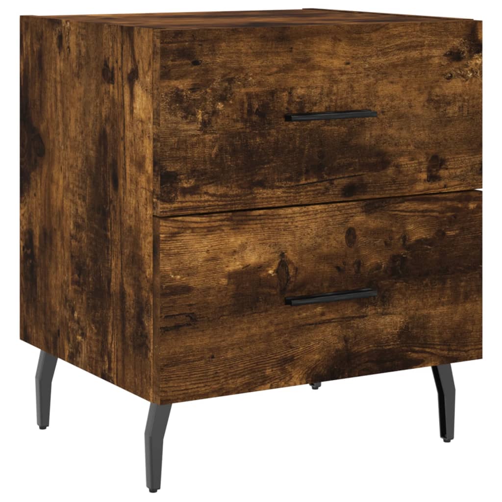 Sengeborde 2 stk Røget eg 40x35x47,5 cm træmateriale