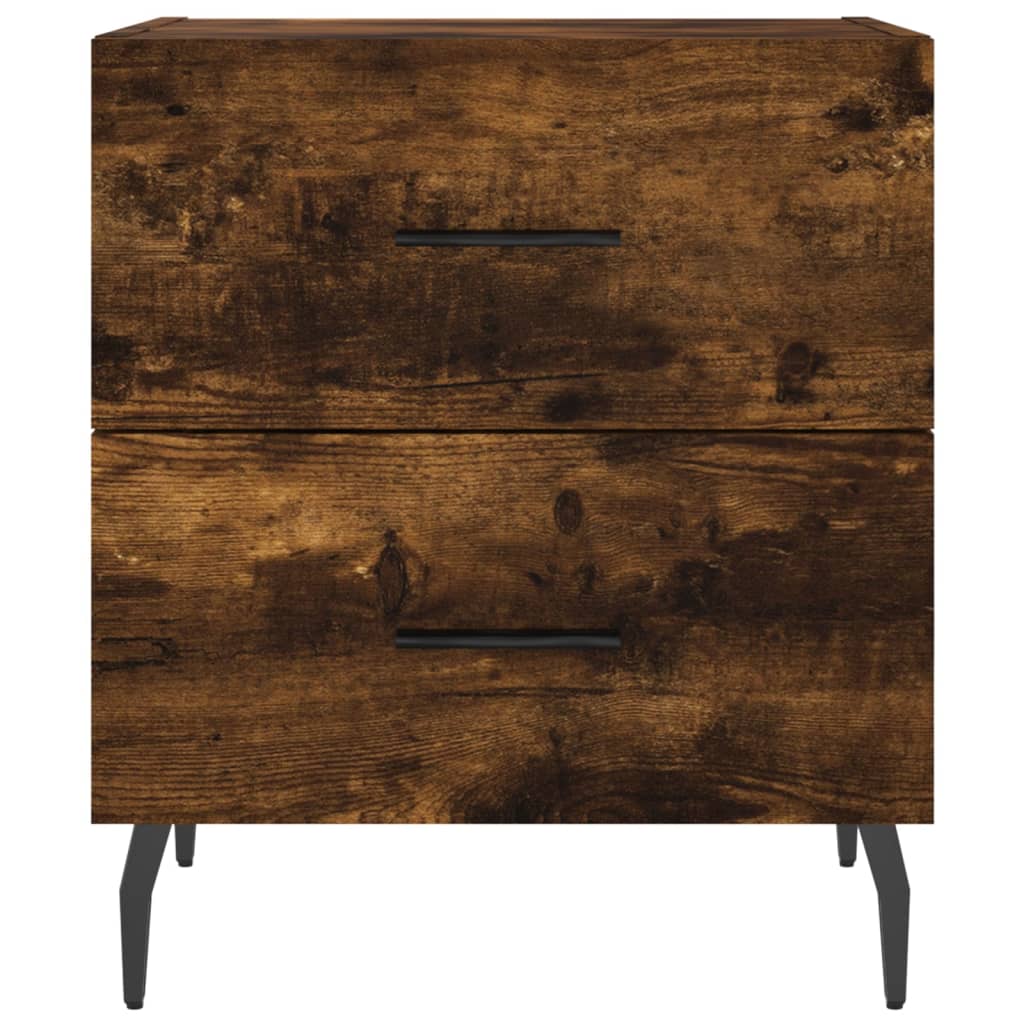 Sengeborde 2 stk Røget eg 40x35x47,5 cm træmateriale