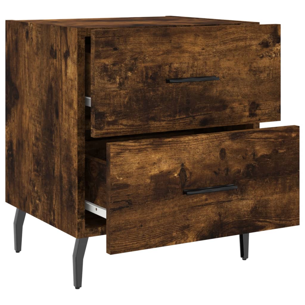 Sengeborde 2 stk Røget eg 40x35x47,5 cm træmateriale