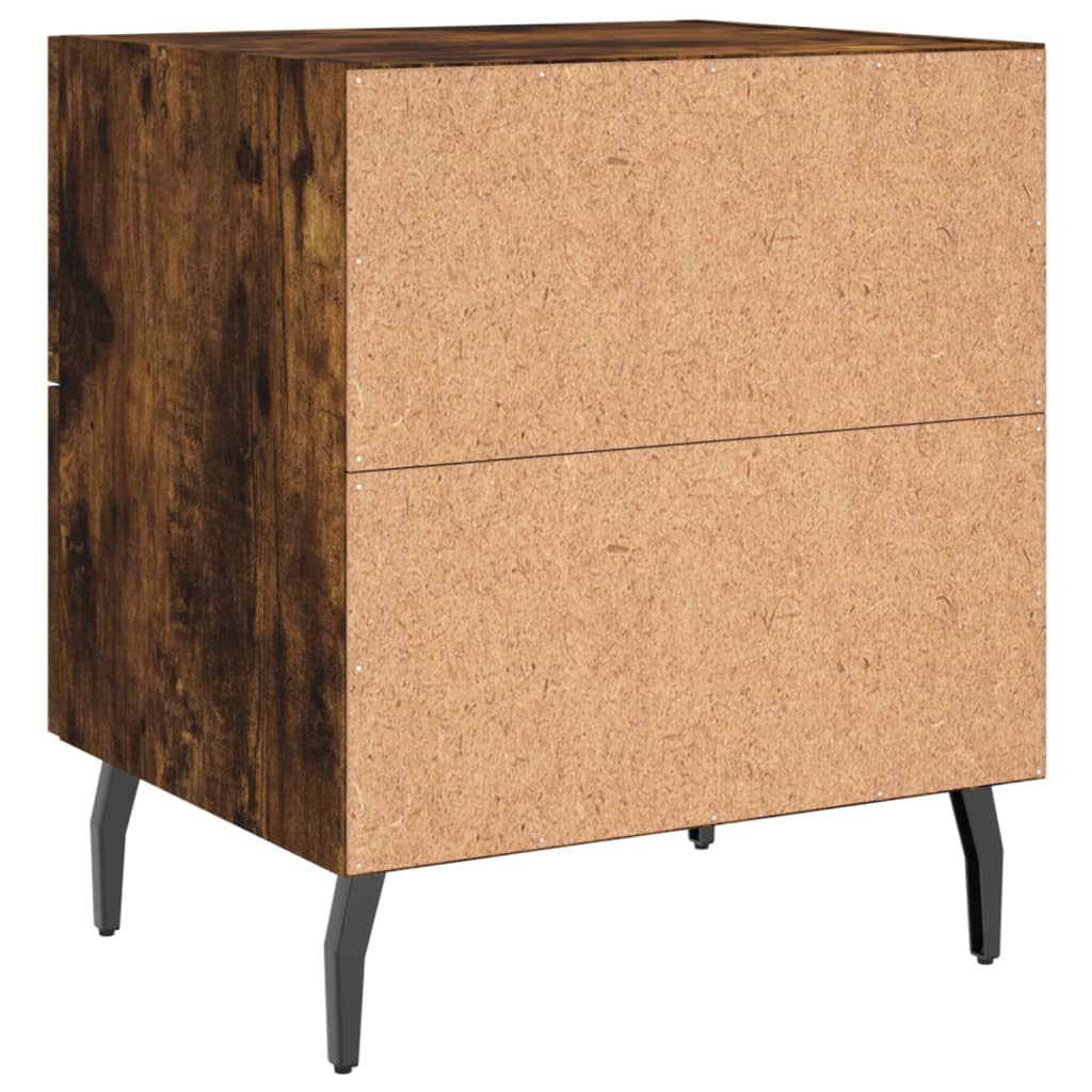 Sengeborde 2 stk Røget eg 40x35x47,5 cm træmateriale