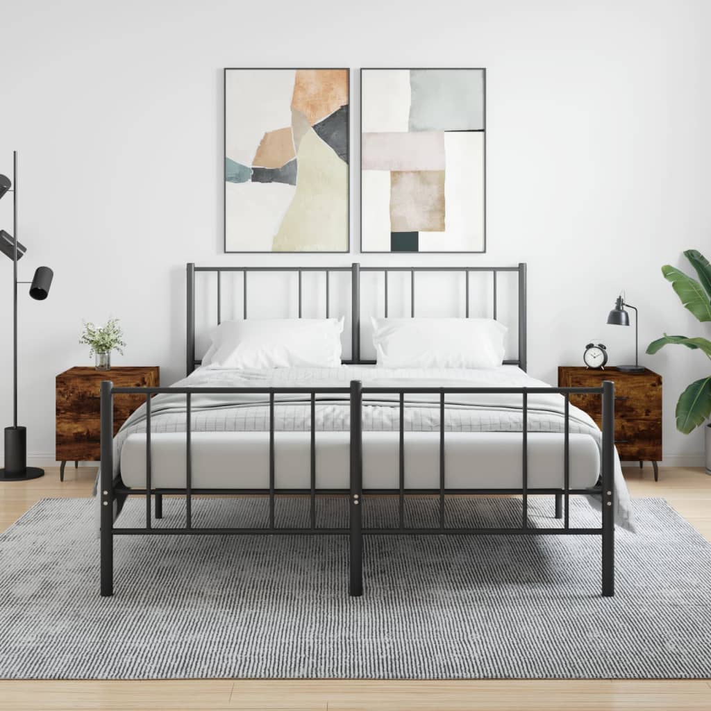 Sengeborde 2 stk Røget eg 40x35x47,5 cm træmateriale