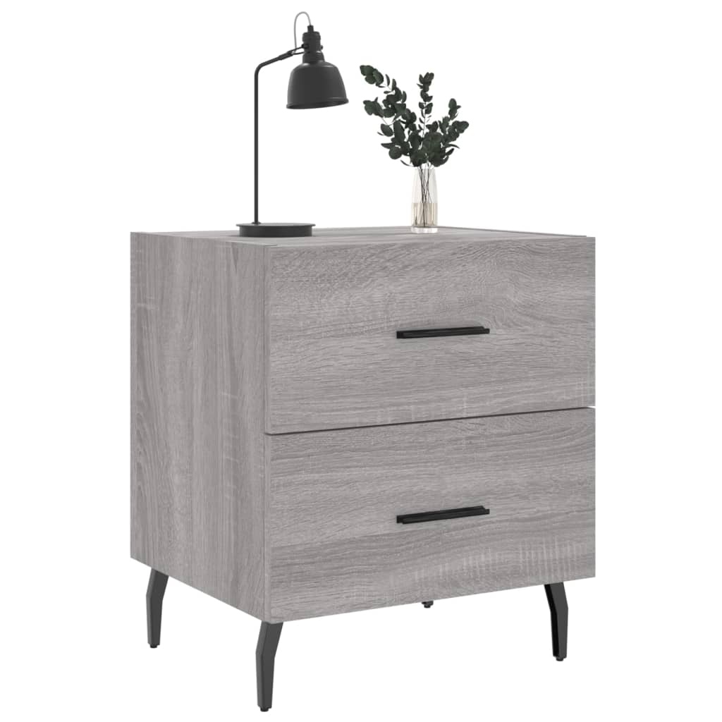 Sengeborde 2 stk Grå Sonoma 40x35x47,5 cm træmateriale