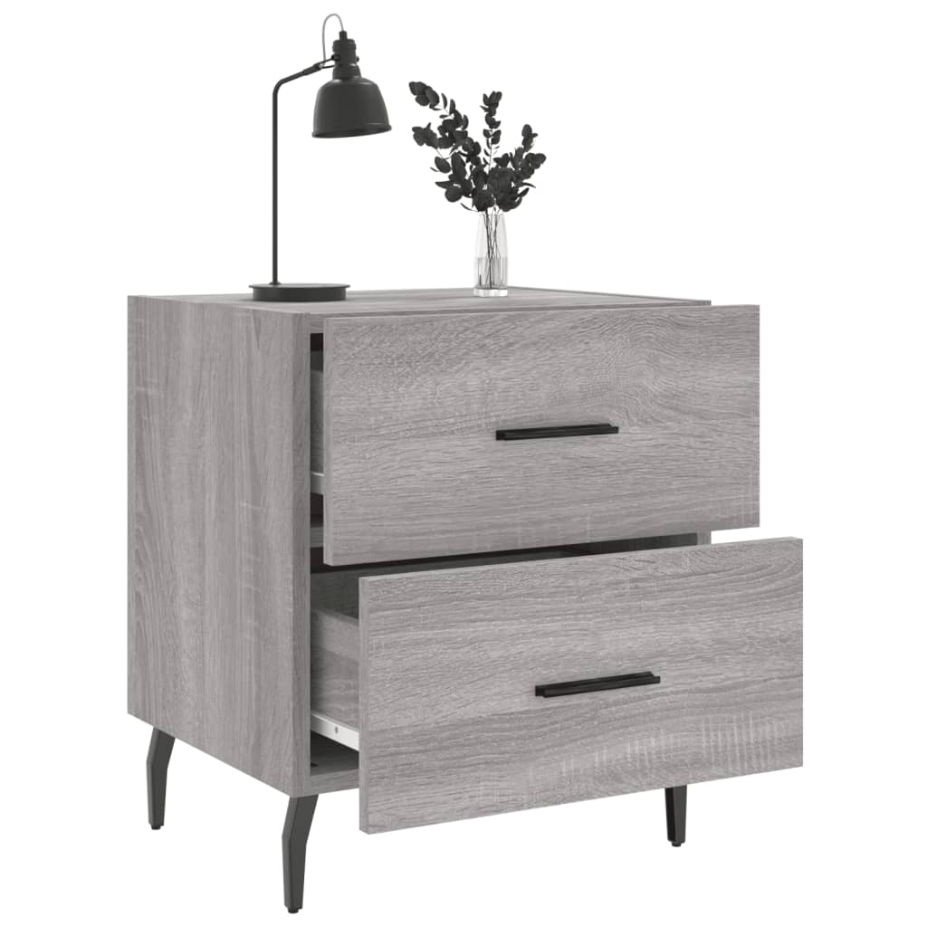 Sengeborde 2 stk Grå Sonoma 40x35x47,5 cm træmateriale
