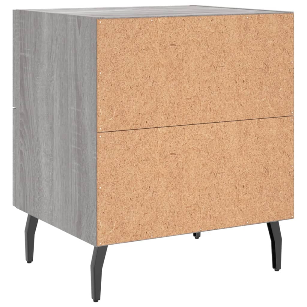 Sengeborde 2 stk Grå Sonoma 40x35x47,5 cm træmateriale