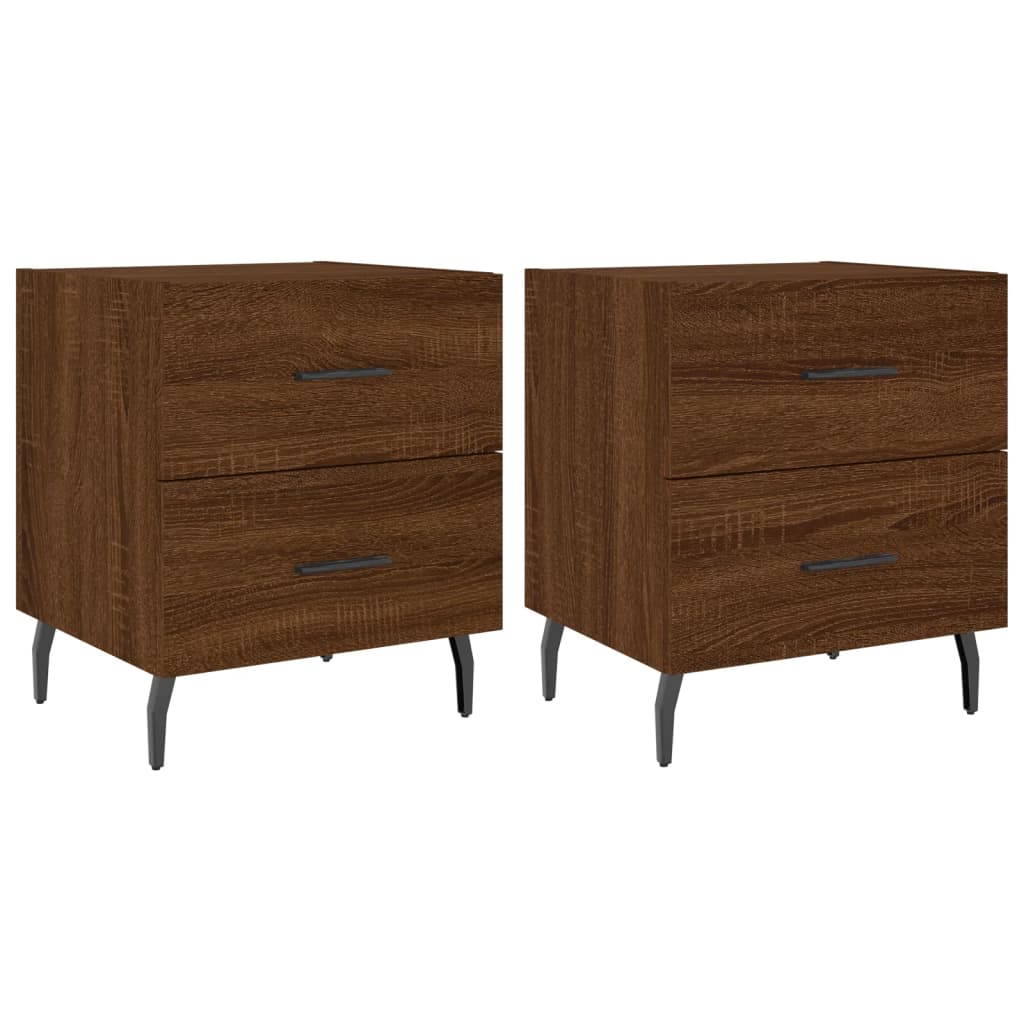 Sengeborde 2 stk. Brun eg look 40x35x47,5cm træmateriale