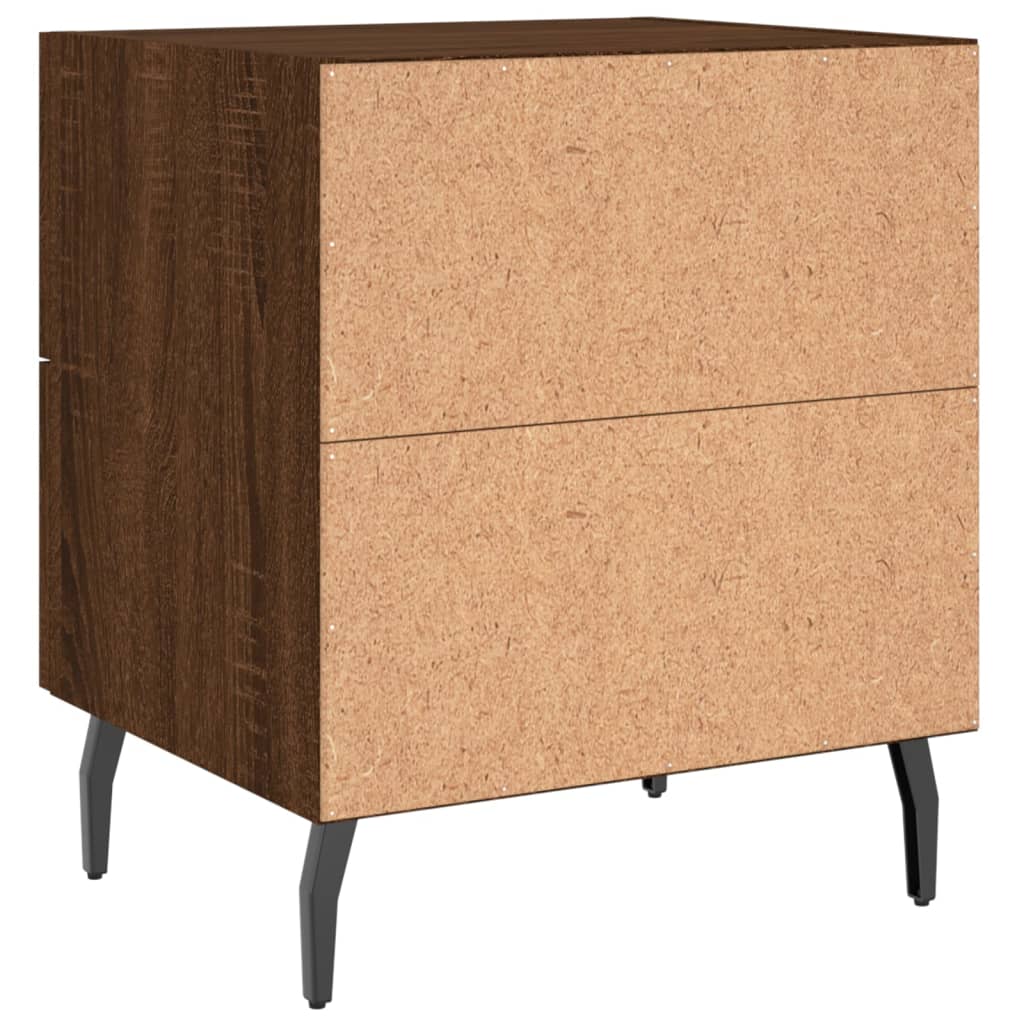 Sengeborde 2 stk. Brun eg look 40x35x47,5cm træmateriale