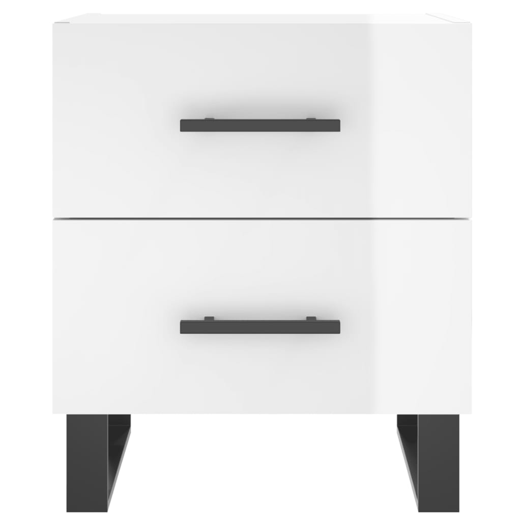Sengeborde 2 stk Højglans hvid 40x35x47,5 cm træmateriale