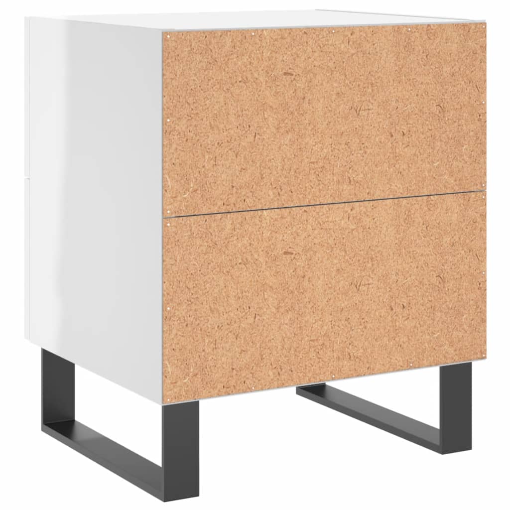 Sengeborde 2 stk Højglans hvid 40x35x47,5 cm træmateriale
