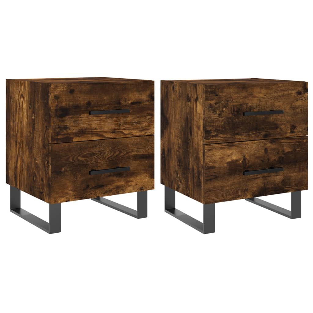 Sengeborde 2 stk Røget eg 40x35x47,5 cm træmateriale