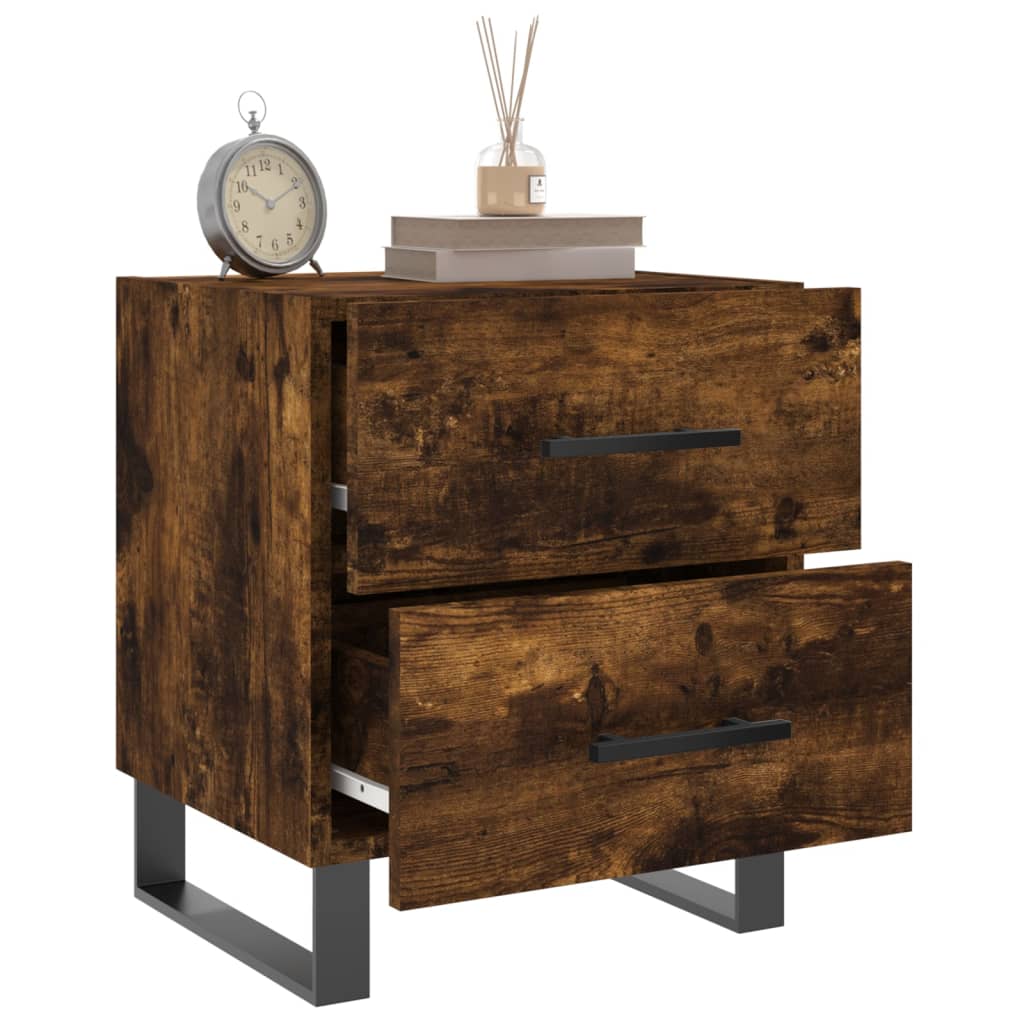 Sengeborde 2 stk Røget eg 40x35x47,5 cm træmateriale