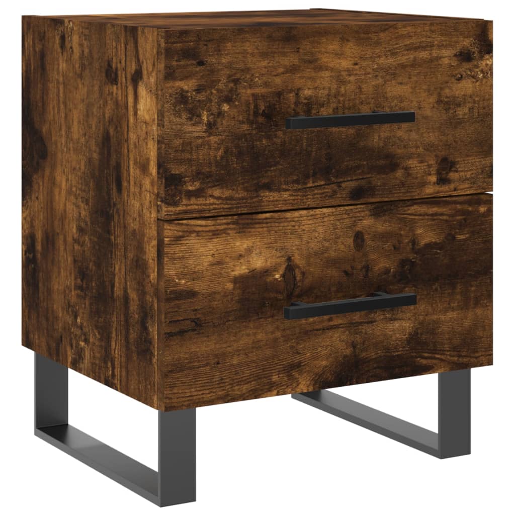 Sengeborde 2 stk Røget eg 40x35x47,5 cm træmateriale