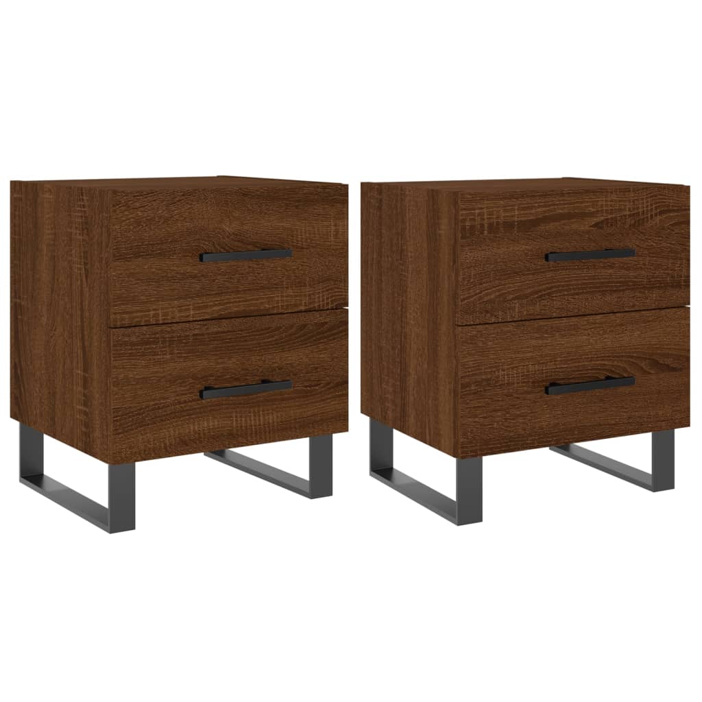 Sengeborde 2 stk. Brun eg look 40x35x47,5cm træmateriale