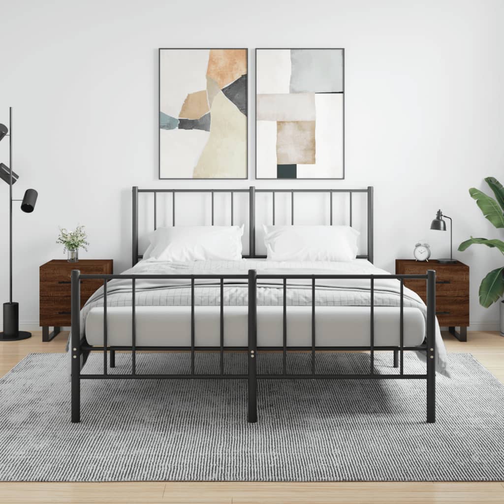 Sengeborde 2 stk. Brun eg look 40x35x47,5cm træmateriale