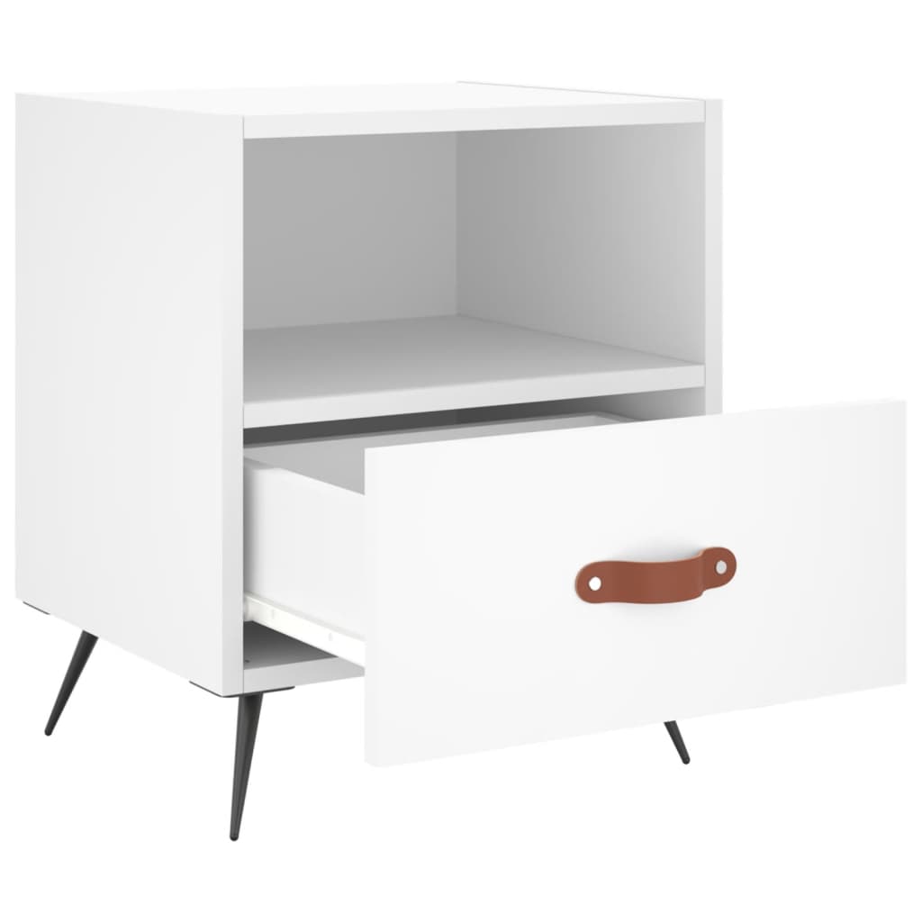 Sengebord Hvid 40x35x47,5 cm Træ Materiale