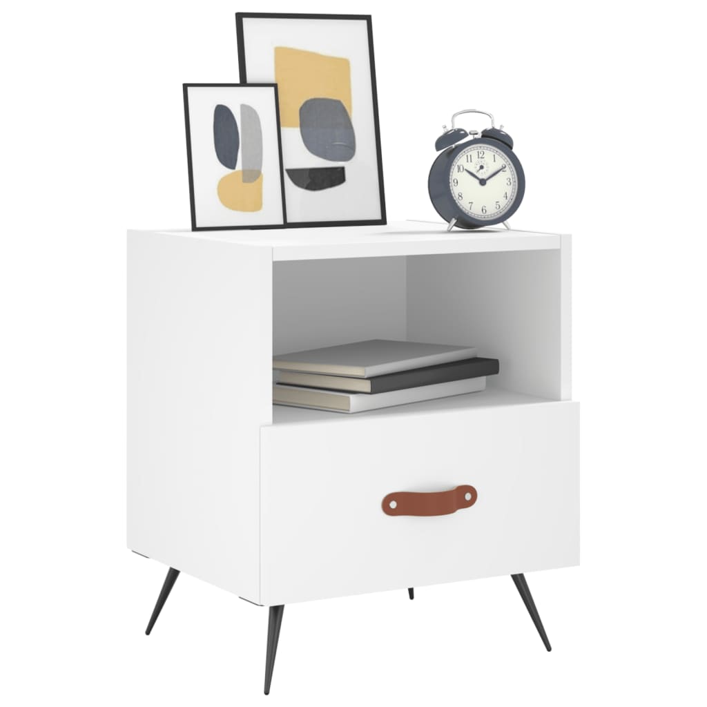 Sengeborde 2 stk Hvidt 40x35x47,5 cm træmateriale