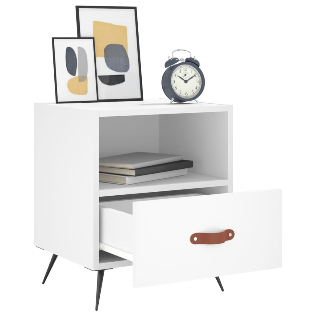 Sengeborde 2 stk Hvidt 40x35x47,5 cm træmateriale