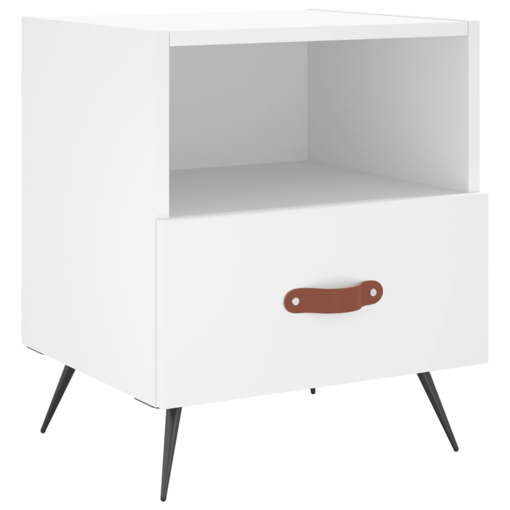 Sengeborde 2 stk Hvidt 40x35x47,5 cm træmateriale