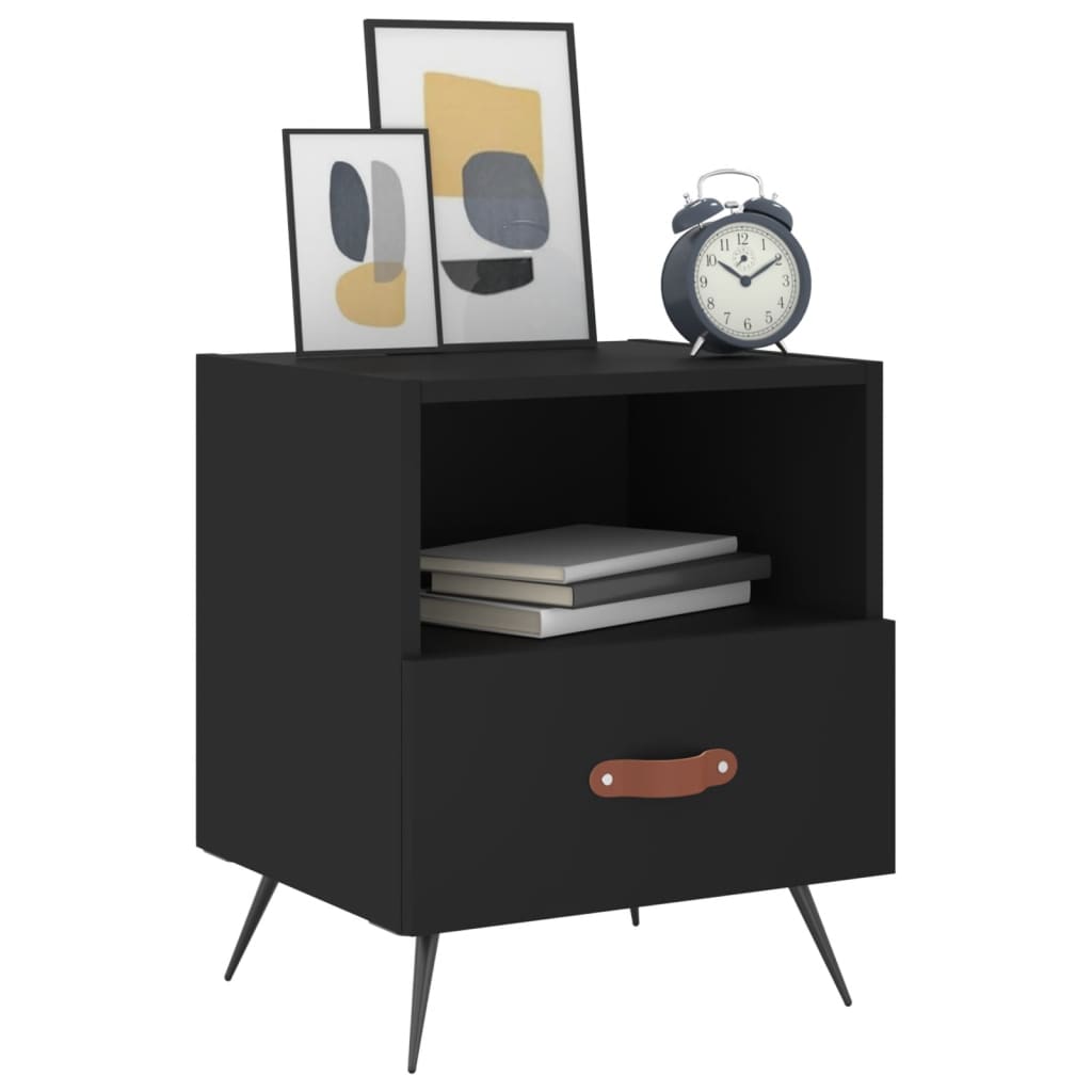 Sengeborde 2 stk Sort 40x35x47,5 cm træmateriale