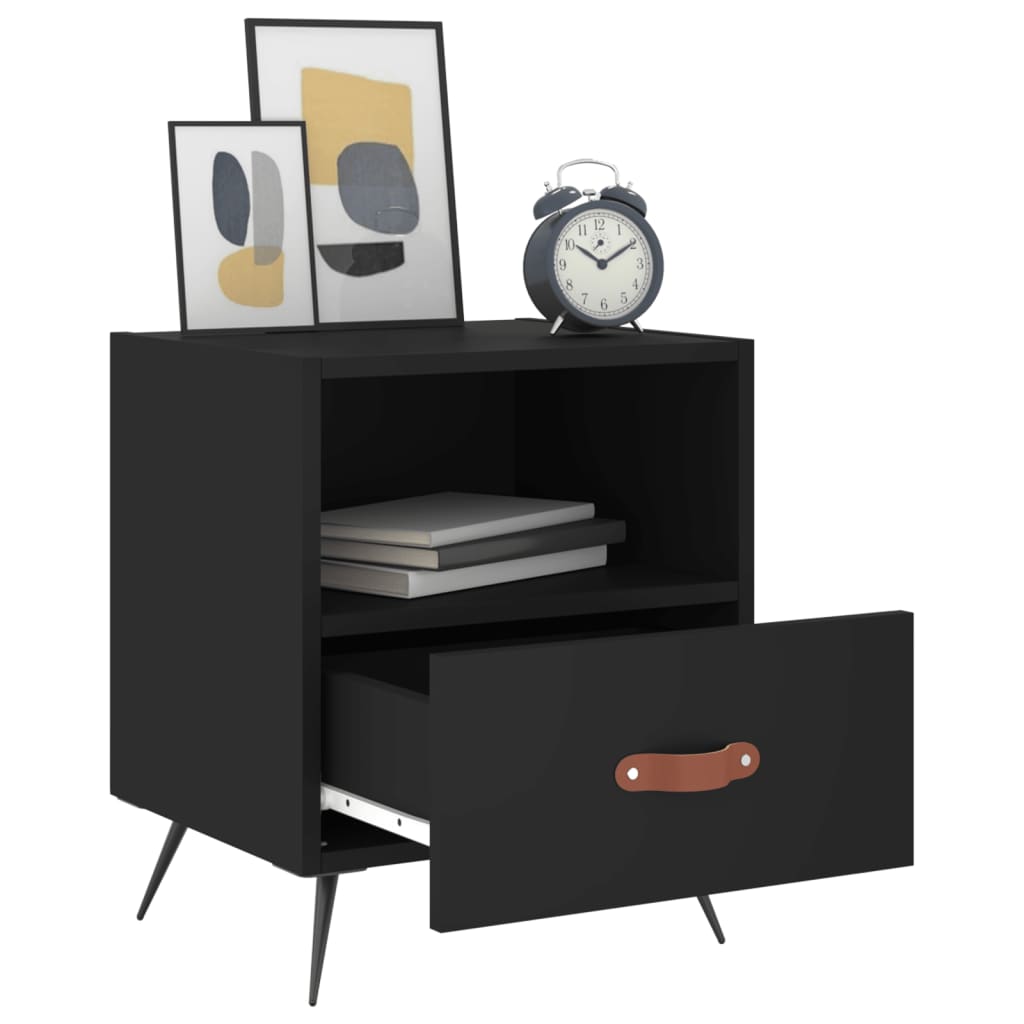 Sengeborde 2 stk Sort 40x35x47,5 cm træmateriale