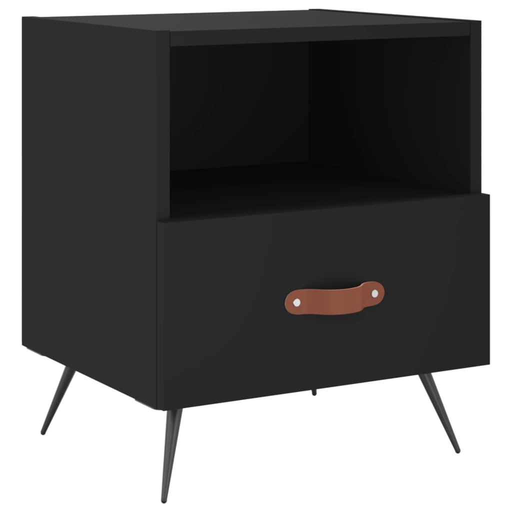 Sengeborde 2 stk Sort 40x35x47,5 cm træmateriale