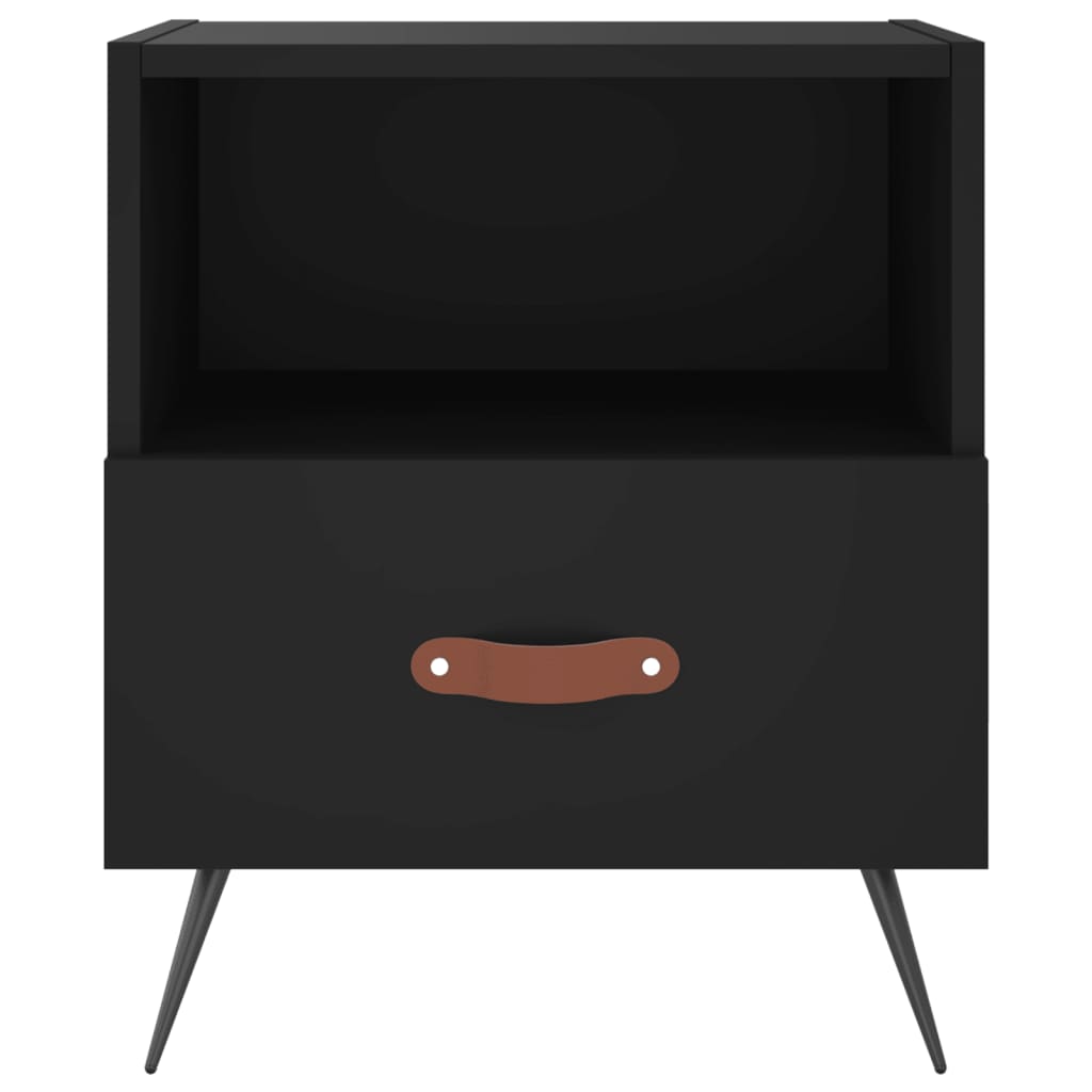 Sengeborde 2 stk Sort 40x35x47,5 cm træmateriale