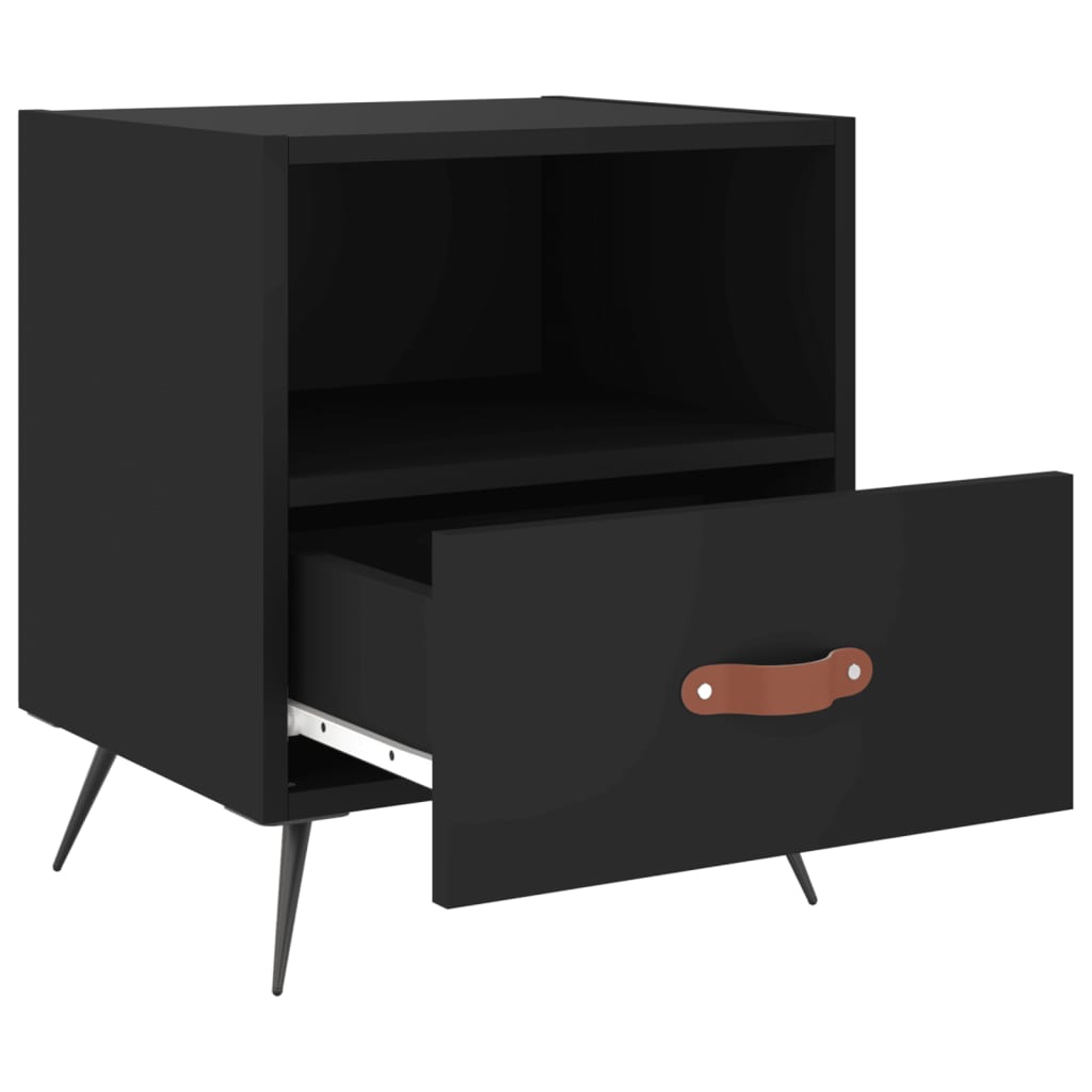 Sengeborde 2 stk Sort 40x35x47,5 cm træmateriale
