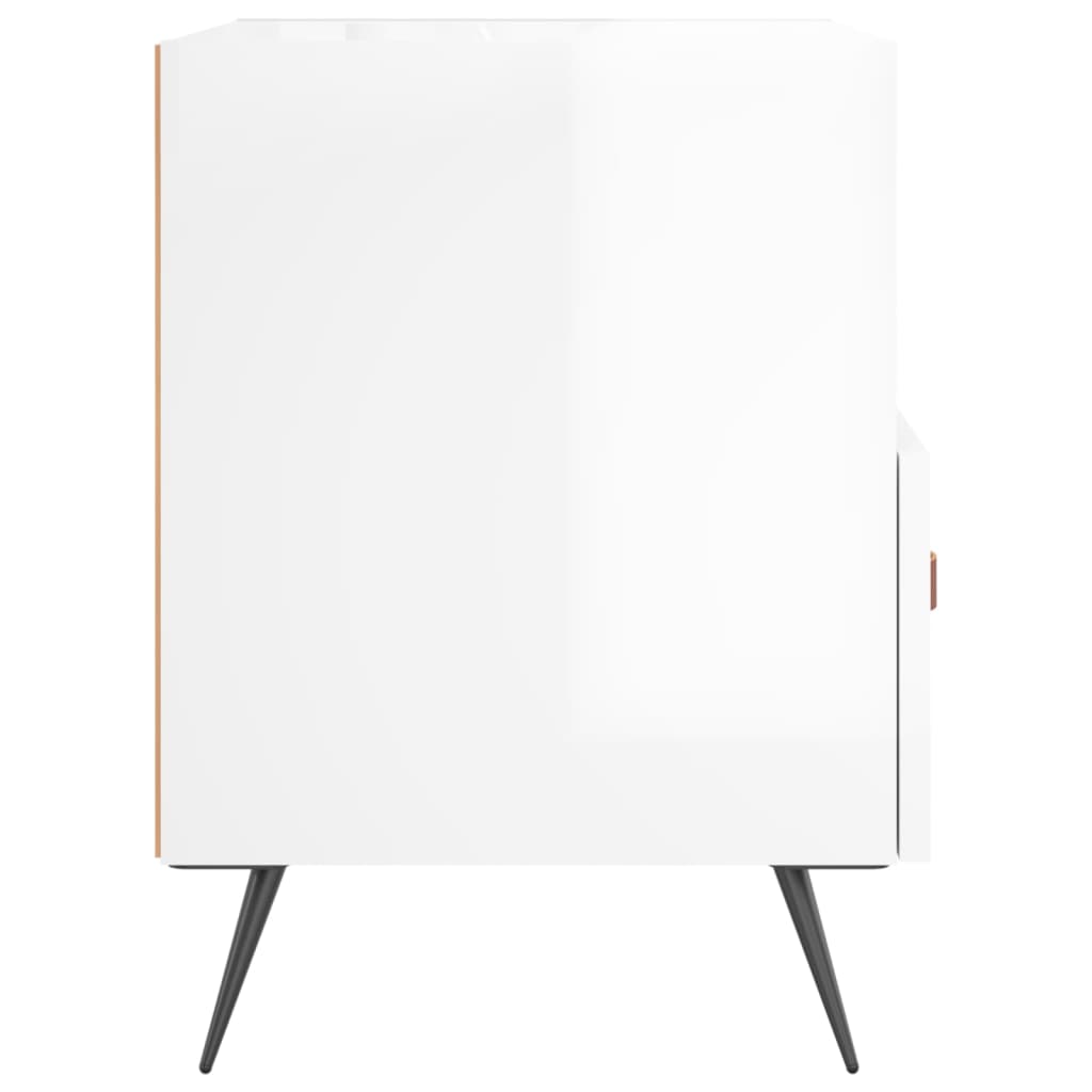 Sengeborde 2 stk Højglans hvid 40x35x47,5 cm træmateriale
