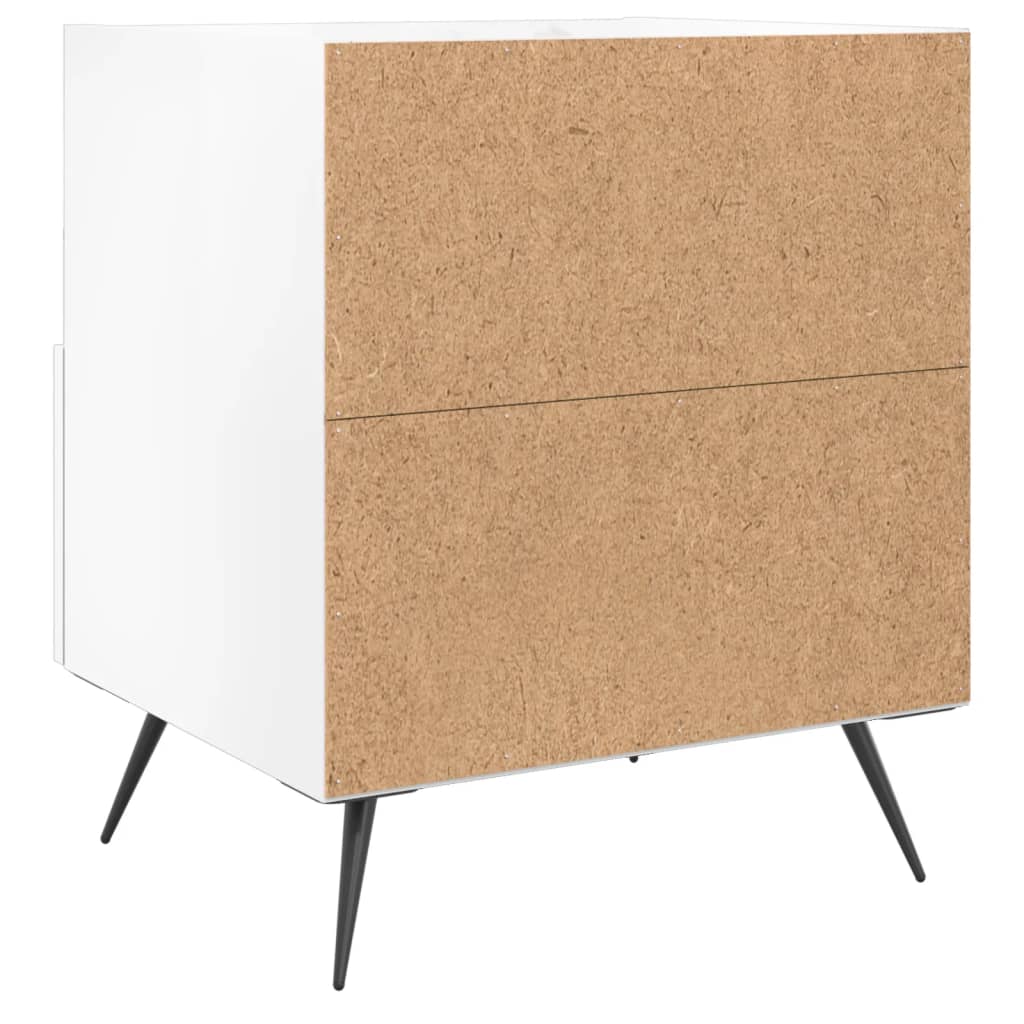 Sengeborde 2 stk Højglans hvid 40x35x47,5 cm træmateriale