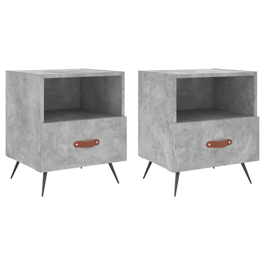 Sengeborde 2 stk Betongrå 40x35x47,5 cm træmateriale