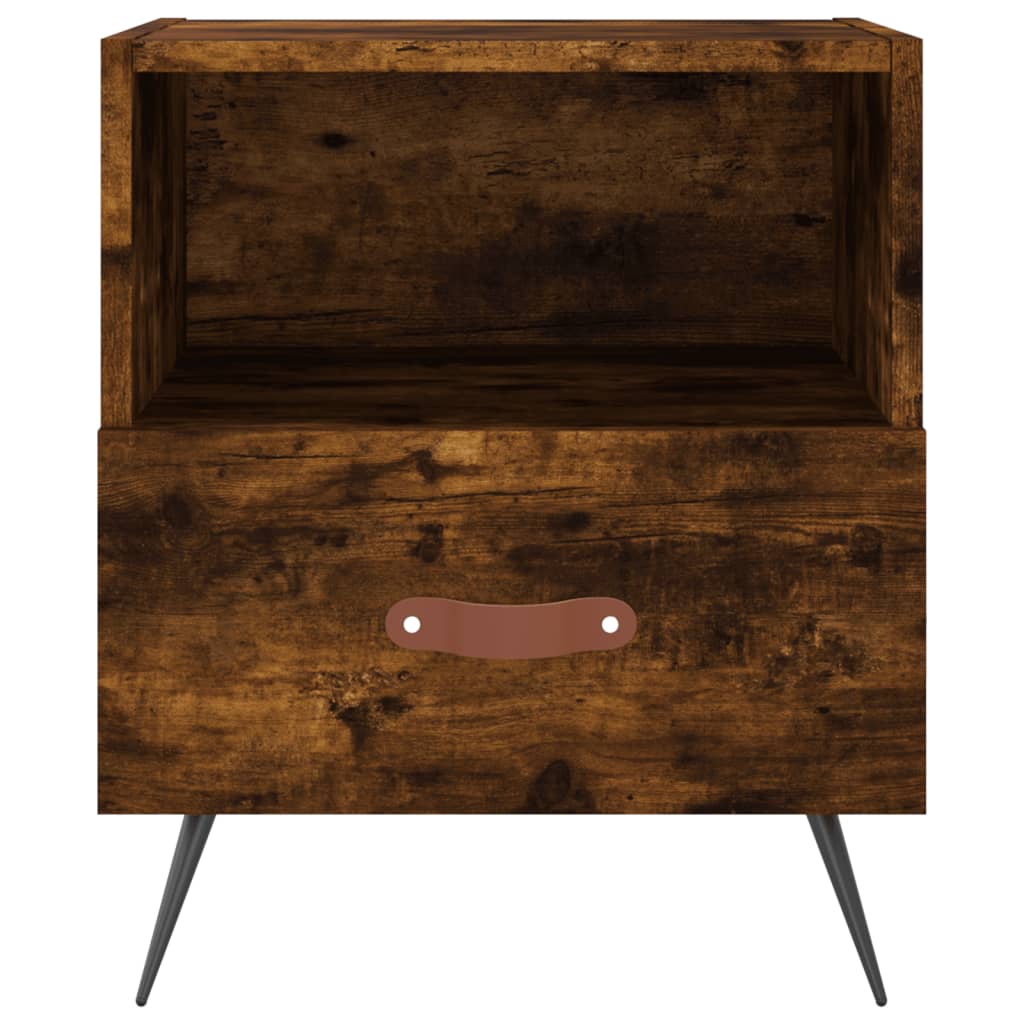 Sengeborde 2 stk Røget eg 40x35x47,5 cm træmateriale