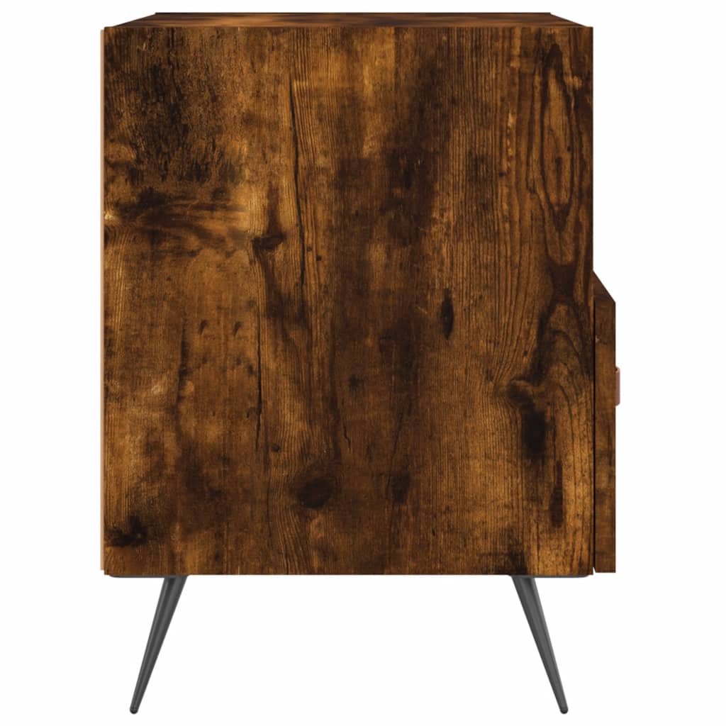 Sengeborde 2 stk Røget eg 40x35x47,5 cm træmateriale
