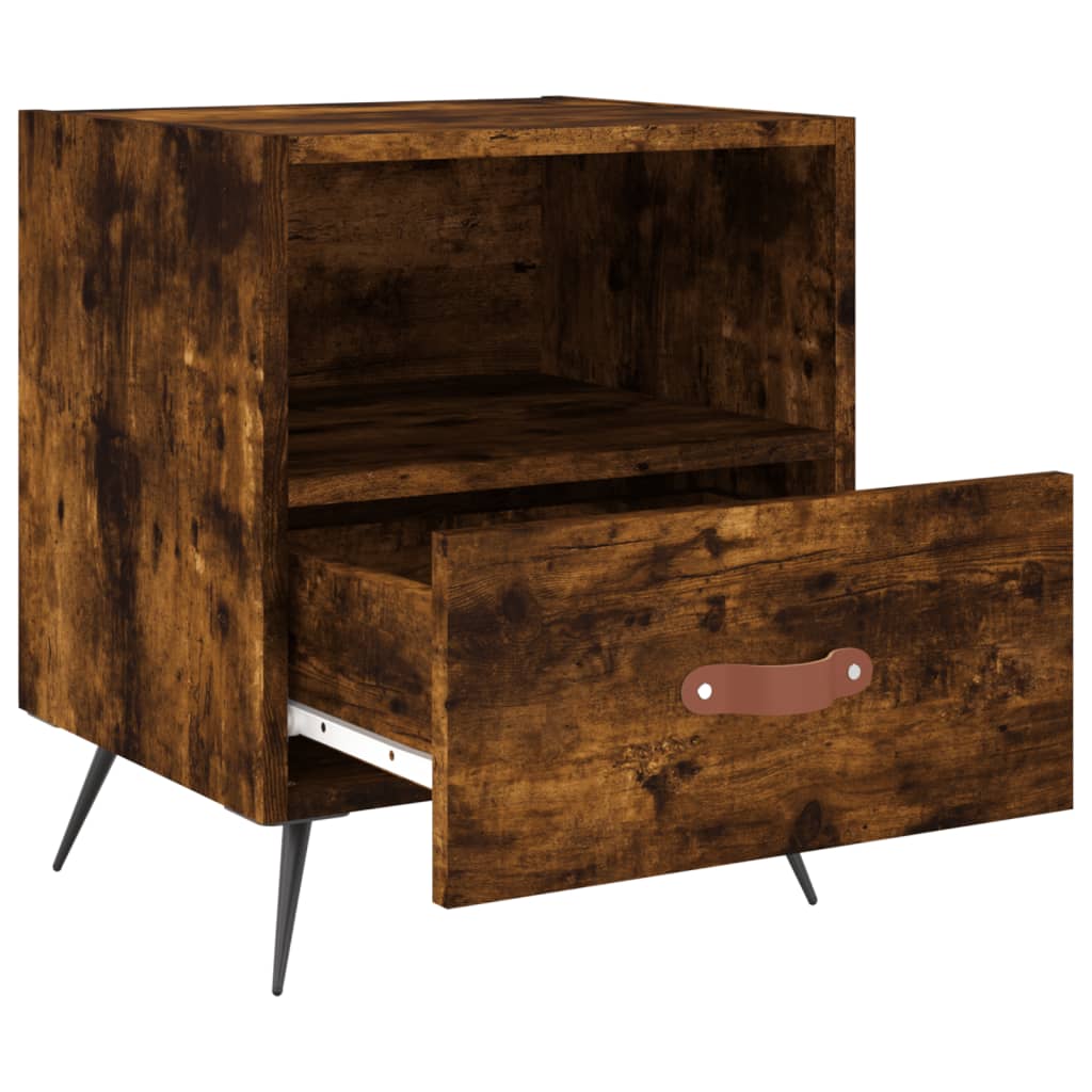 Sengeborde 2 stk Røget eg 40x35x47,5 cm træmateriale