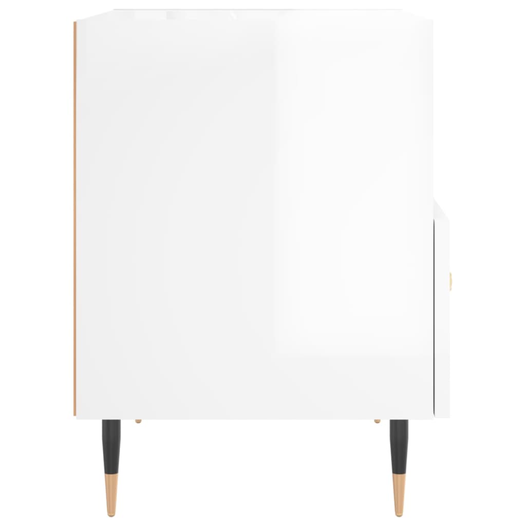 Sengebord højglans hvid 40x35x47,5 cm træmateriale