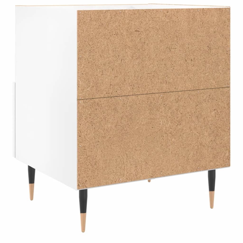 Sengebord højglans hvid 40x35x47,5 cm træmateriale