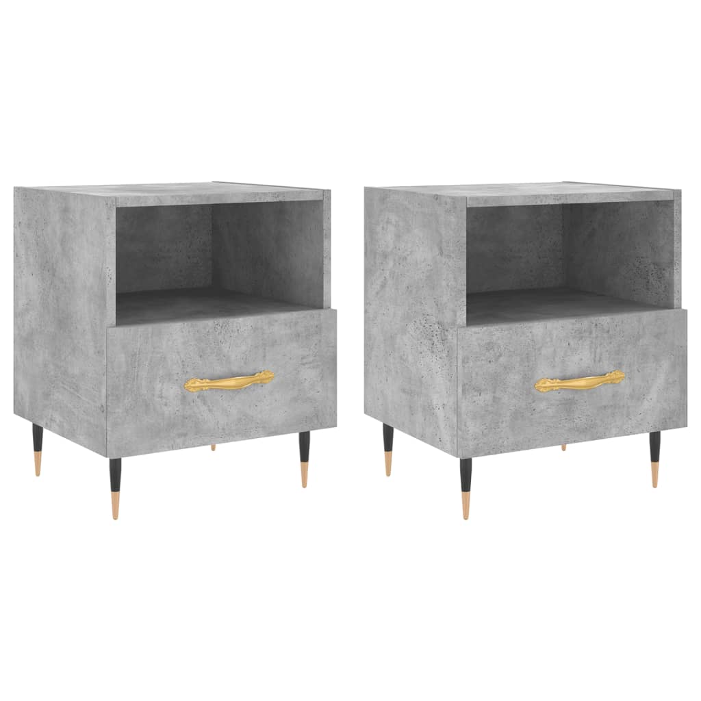 Sengeborde 2 stk Betongrå 40x35x47,5 cm træmateriale