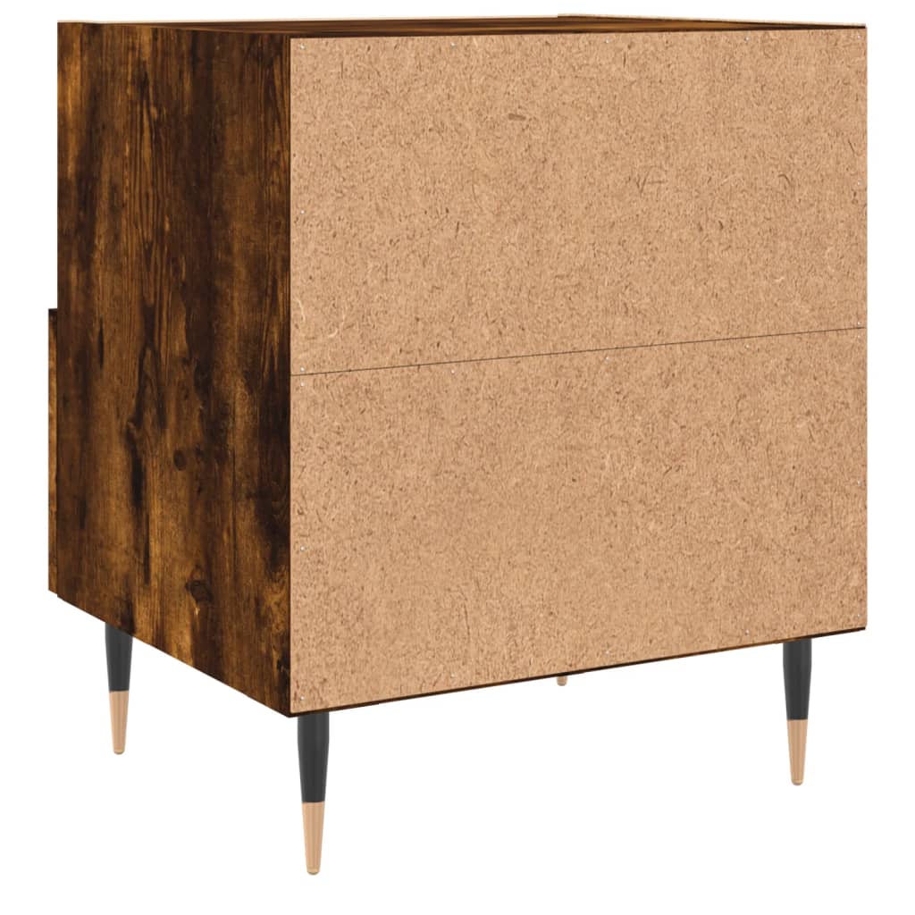 Sengeborde 2 stk Røget eg 40x35x47,5 cm træmateriale