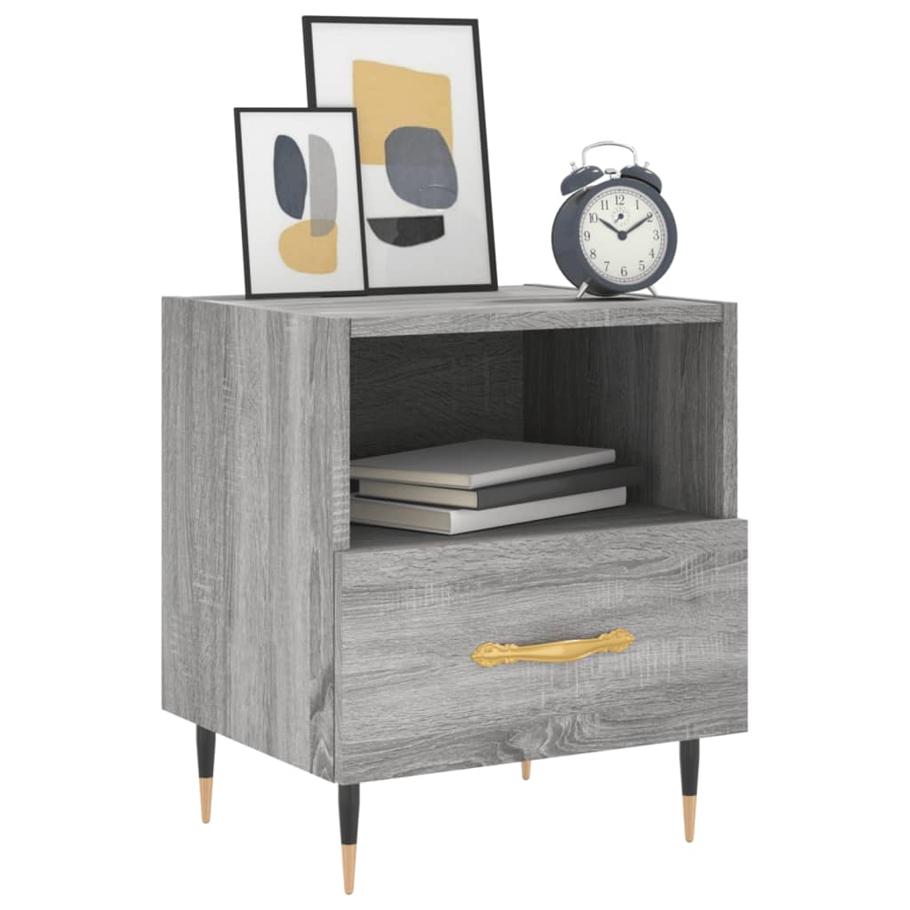 Sengeborde 2 stk Grå Sonoma 40x35x47,5 cm træmateriale