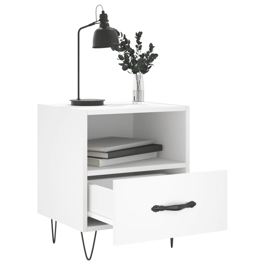 Sengeborde 2 stk Hvidt 40x35x47,5 cm træmateriale