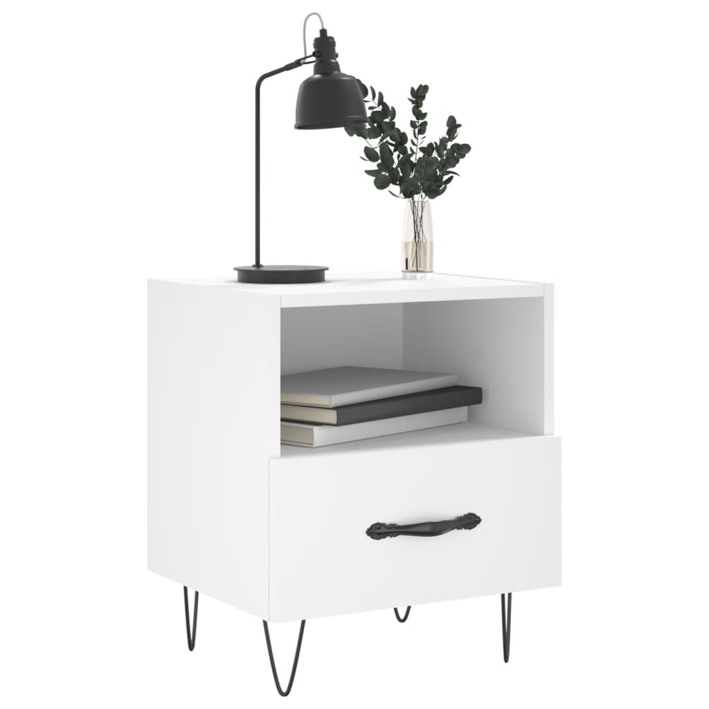 Sengeborde 2 stk Hvidt 40x35x47,5 cm træmateriale