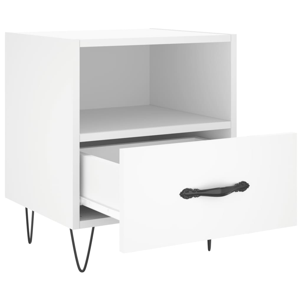 Sengeborde 2 stk Hvidt 40x35x47,5 cm træmateriale