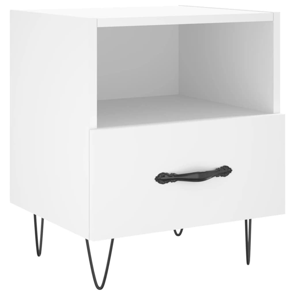 Sengeborde 2 stk Hvidt 40x35x47,5 cm træmateriale