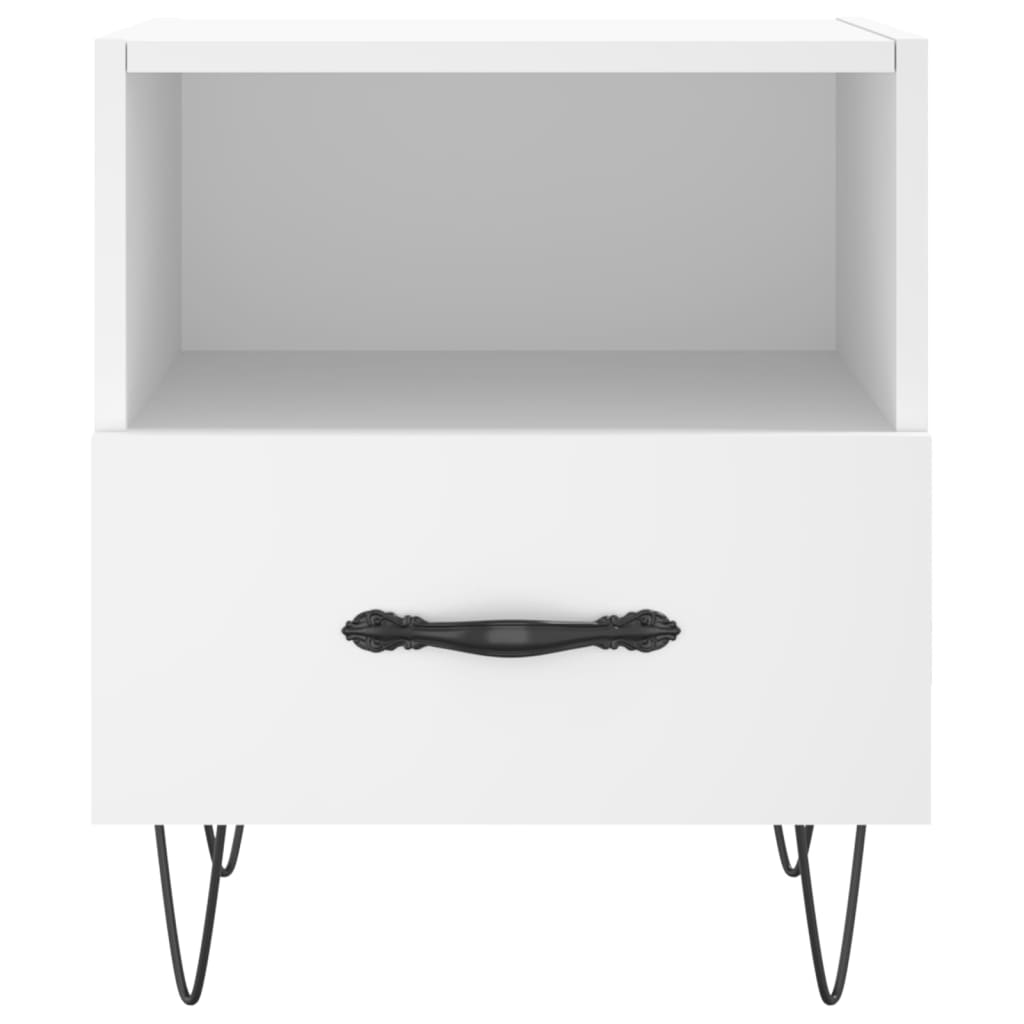 Sengeborde 2 stk Hvidt 40x35x47,5 cm træmateriale
